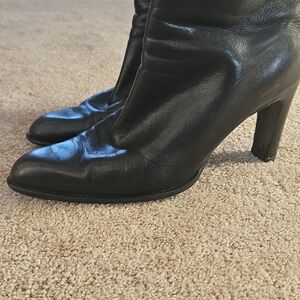 Chic Black Heeled Leather Nine West ANKLE Boots for Women